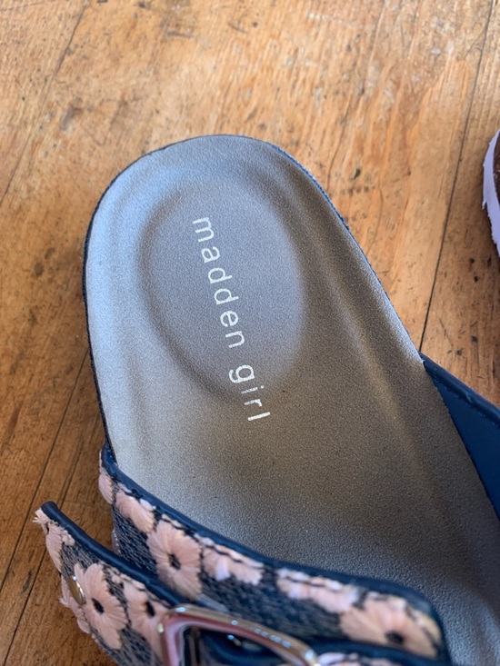 Madden Girl Pink Floral Double-Buckle Slide Sandals - Picture 3 of 16